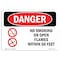 Signmission OSHA Danger, No Smoking Or Open Flames W/in 50 Feet, 7in X 5in Decal, 5" W, 7" L, Landscape OS-DS-D-57-L-1477 - alternate 1